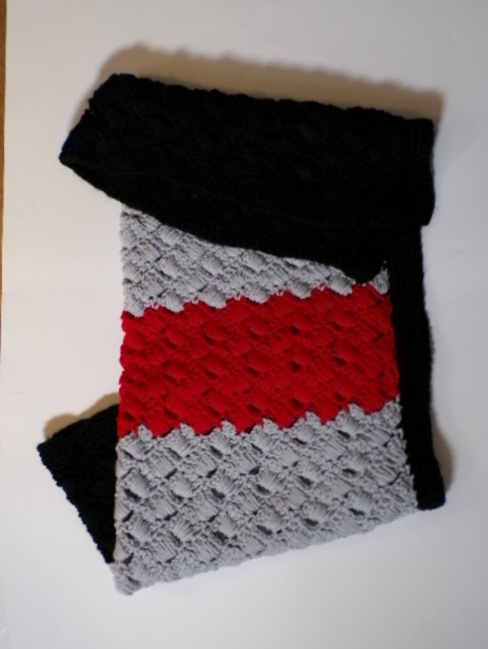 Handmade Wheelchair Blanket Red Gray Black